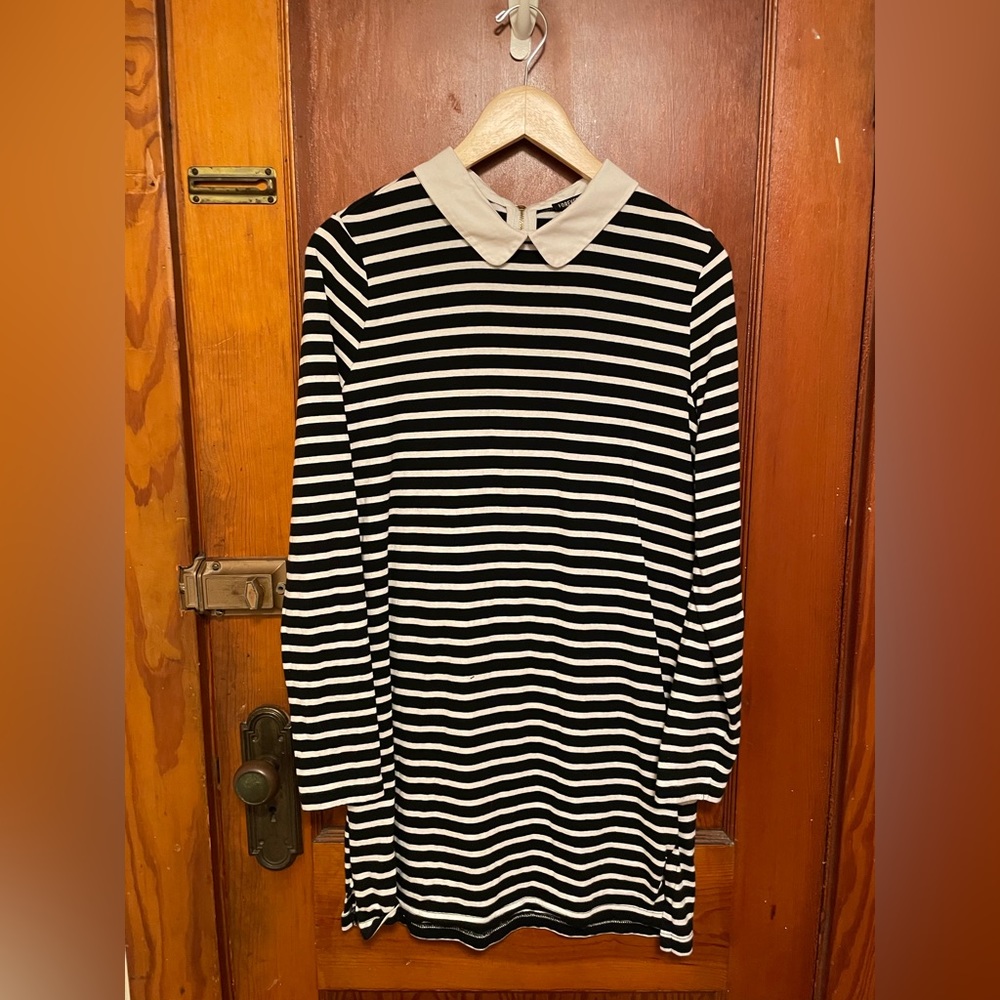 Adorable | Black & White Striped Dress | Large